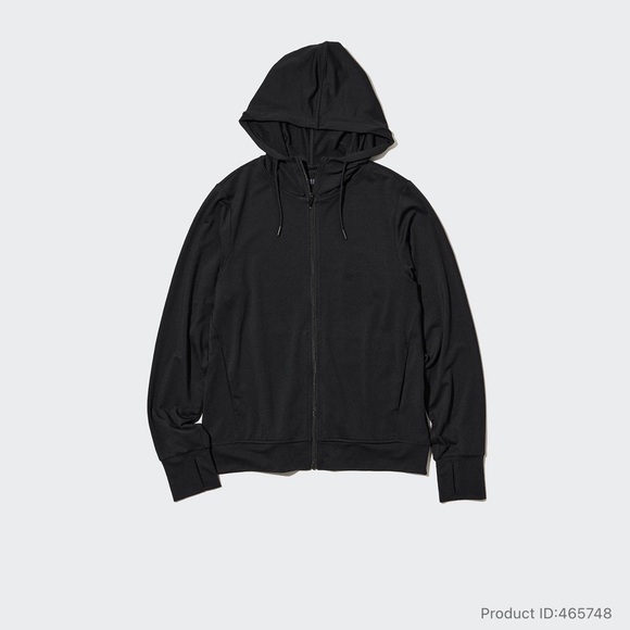 Uniqlo AIRism Mesh UV Zip Up Hoodie Black - Picture 4 of 4